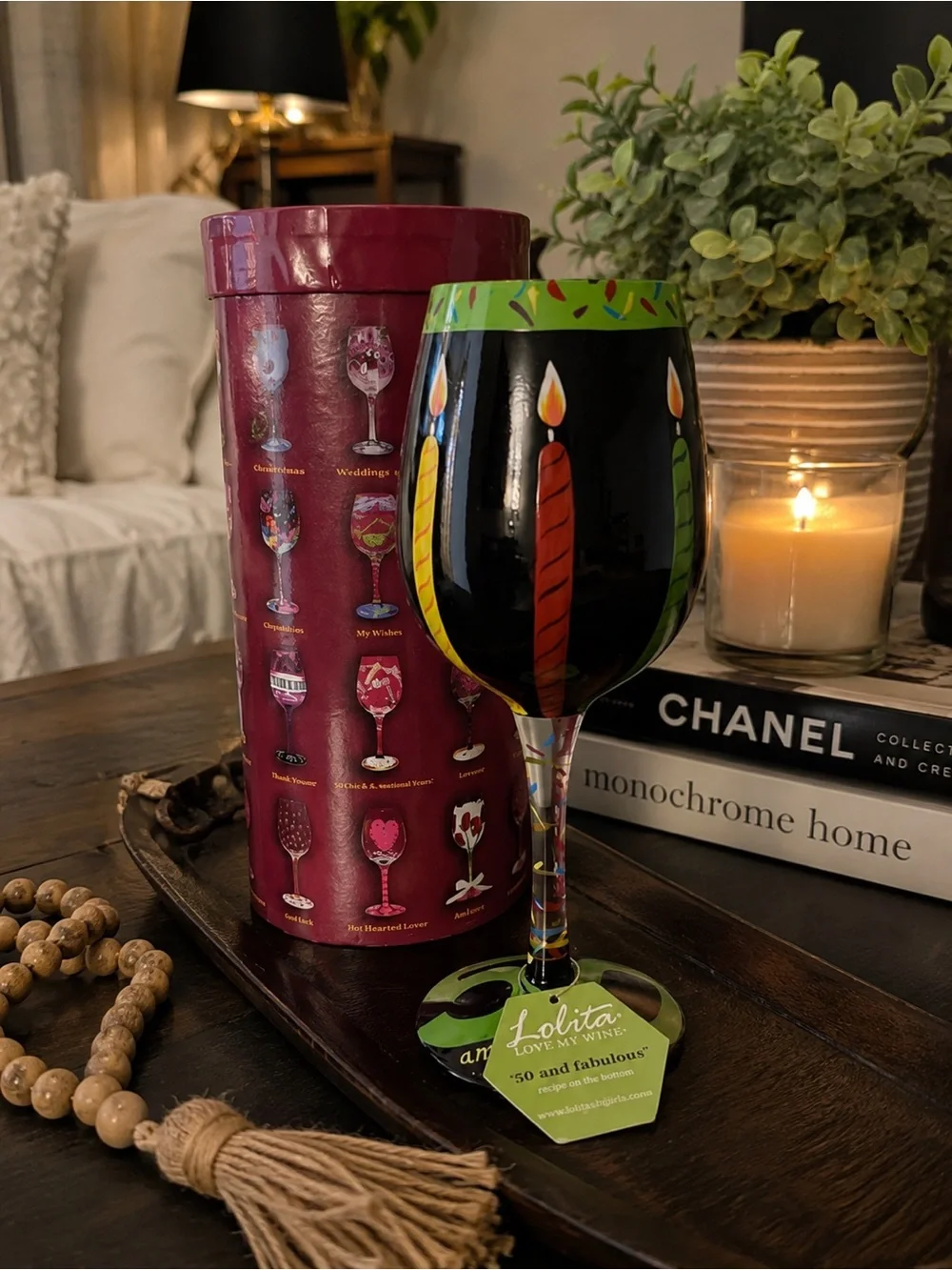 Lolita “50 and Fabulous” Hand-Painted Wine Glass | 15oz | Collectible | New